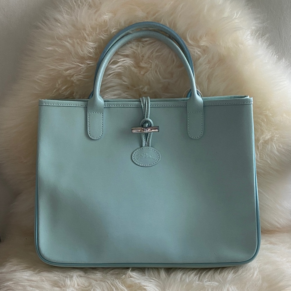 Leather Longchamp top handle bag